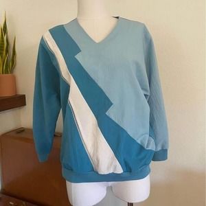 Vintage 1980s GW División of Graff Blue Lightening Windbreaker Pullover jacket